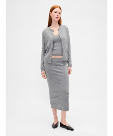 Cashsoftカシミヤタッチ ストレッチミディスカート