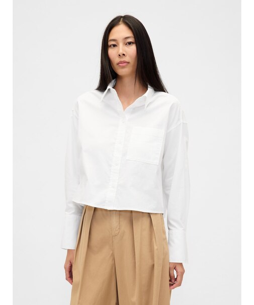 オーガニックコットン オックスフォード オーバーサイズクロップドシャツ