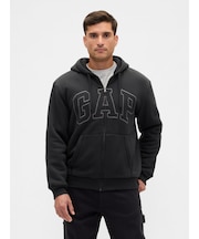 リラックスフィット GAPロゴ 裏ボア ジップアップパーカー