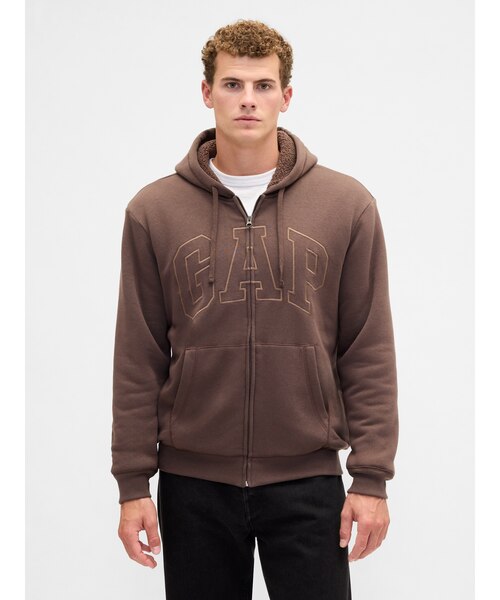 リラックスフィット GAPロゴ 裏ボア ジップアップパーカー｜ギャップの