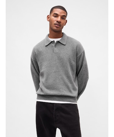 CashSoft カシミヤタッチ リラックスフィット ポロセーター