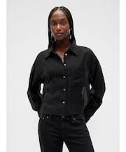 シアー ストレートヘム クロップドシャツ