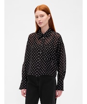 シアー ストレートヘム クロップドシャツ