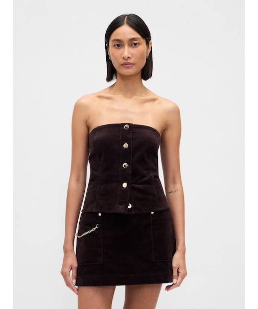 コーデュロイ ストラップレス クロップド ベスト