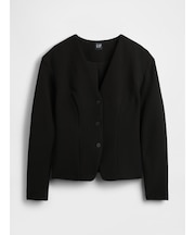 バイストレッチ ストラクチャー フロントボタン トップス