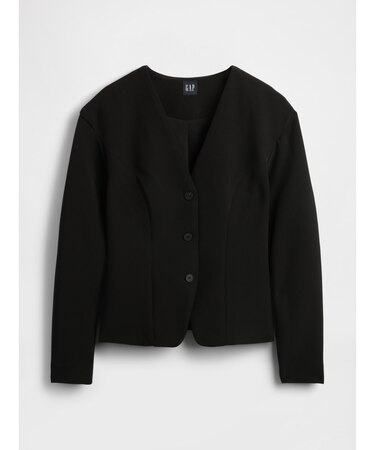 バイストレッチ ストラクチャー フロントボタン トップス