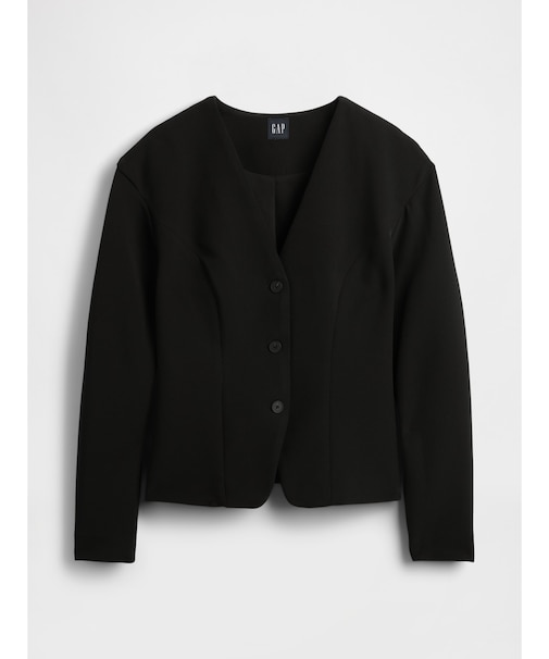 バイストレッチ ストラクチャー フロントボタン トップス