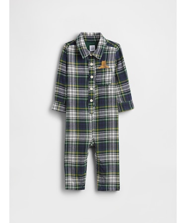 フランネル くまさん ポケット カバーオール (ベビー)