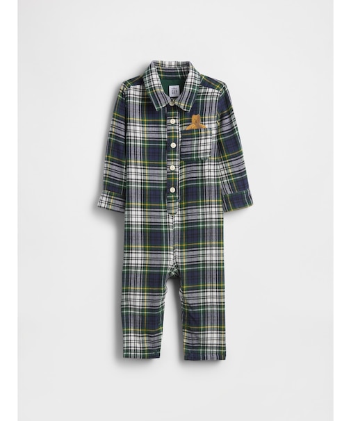 フランネル くまさん ポケット カバーオール (ベビー)