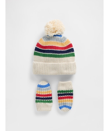 ポンポン ビーニー＆ミトンセット (幼児・ベビー)