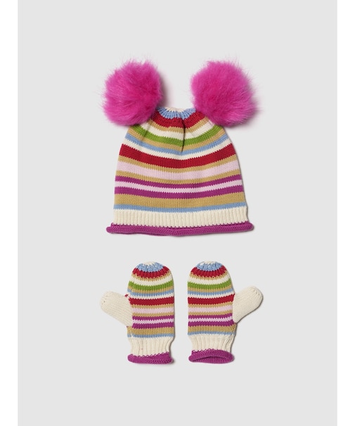 ポンポン ビーニー＆ミトンセット (幼児・ベビー)