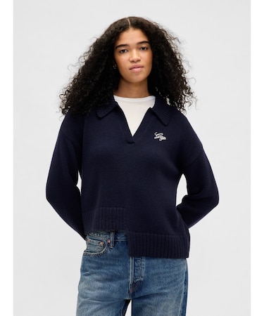 アシンメトリー GAPロゴ セーター