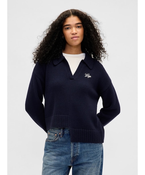 アシンメトリー GAPロゴ セーター