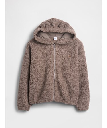 ボア オーバーサイズ くまさん ジップアップパーカー (キッズ)