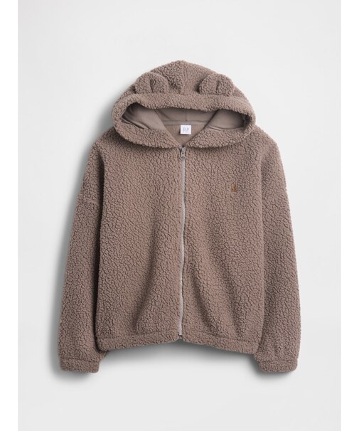 ボア オーバーサイズ くまさん ジップアップパーカー (キッズ)