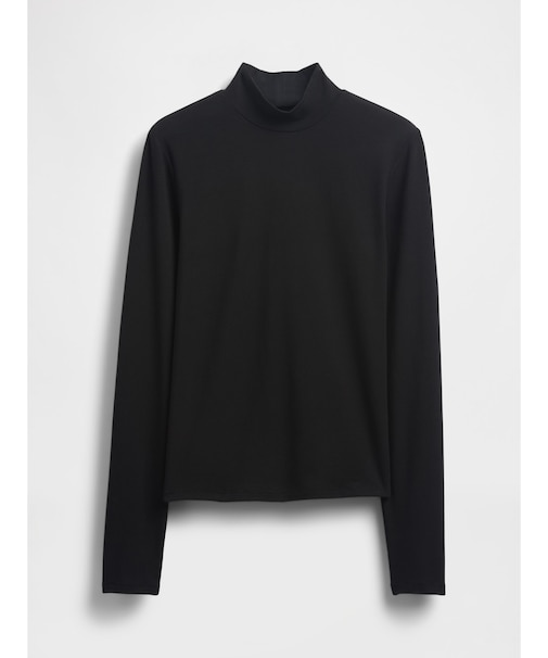 クローズニット ジャージー モックネックTシャツ