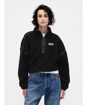 リサイクル オーバーサイズ クロップド ハーフジップ スウェットシャツ