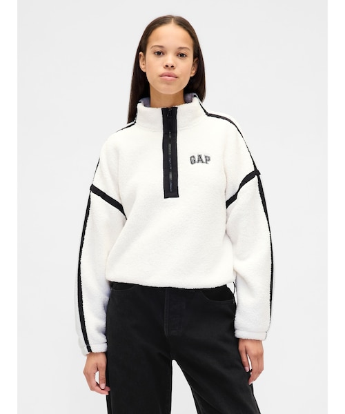 リサイクル オーバーサイズ クロップド ハーフジップ スウェット