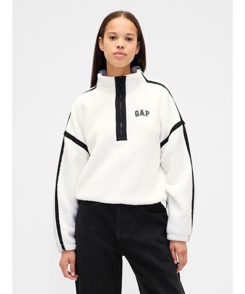 リサイクル オーバーサイズ クロップド ハーフジップ スウェットシャツ