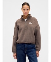 リサイクル オーバーサイズ クロップド ハーフジップ スウェットシャツ