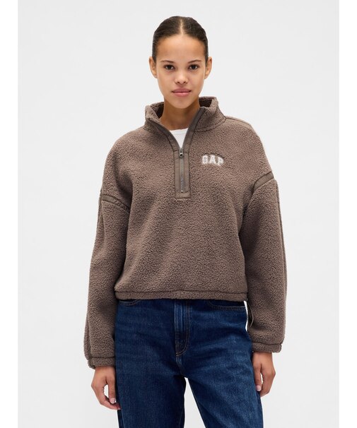 リサイクル オーバーサイズ クロップド ハーフジップ スウェットシャツ