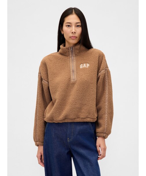 リサイクル オーバーサイズ クロップド ハーフジップ スウェットシャツ