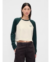 リラックスフィット ラグランスリーブクロップド GAPロゴTシャツ