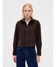 コーデュロイ ストレートヘム クロップドシャツ