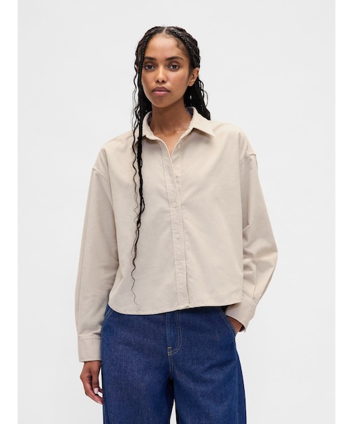 コーデュロイ ストレートヘム クロップドシャツ