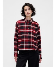 フランネル ストレートヘム クロップドシャツ