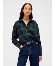 フランネル ストレートヘム クロップドシャツ