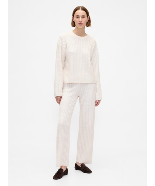 CashSoft カシミヤタッチ ケーブルニットパンツ