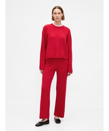 CashSoft カシミヤタッチ ケーブルニットパンツ