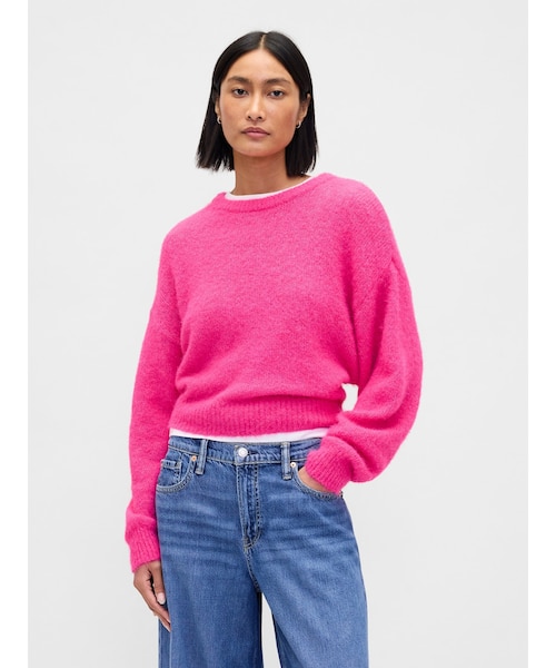 栗おこわ　PGG ピンク 長袖モックネック　サイズ1 ふわもこ オーバーサイズ クルーネックセーター｜ギャップの通販