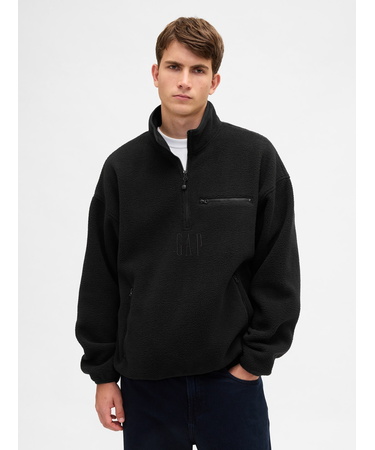 ボア オーバーサイズ ハーフジップ GAPロゴプルオーバー