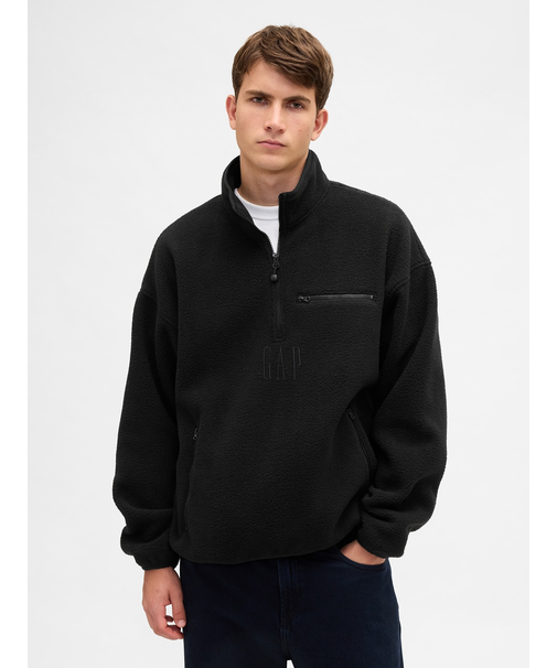 ボア オーバーサイズ ハーフジップ GAPロゴプルオーバー