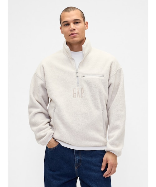 GAP ボアオーバーサイズハーフジップ パーカー ボア オーバーサイズ ハーフジップ GAPロゴプルオーバー｜ギャップの