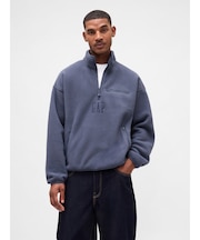 ボア オーバーサイズ ハーフジップ GAPロゴプルオーバー