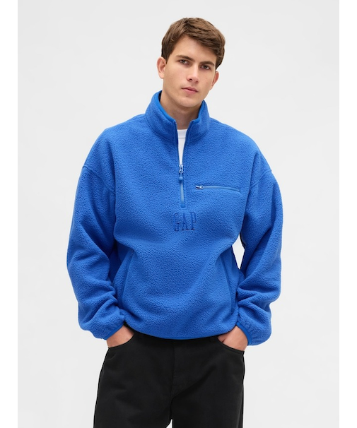 ボア オーバーサイズ ハーフジップ GAPロゴプルオーバー