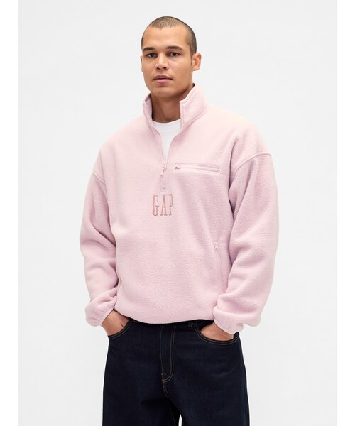 ボア オーバーサイズ ハーフジップ GAPロゴプルオーバー｜ギャップの
