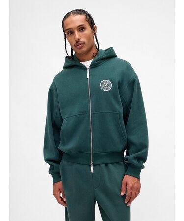 リラックスフィット GAPロゴ ジップアップパーカー