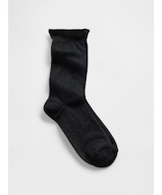 ラメ ラッフルフリル クルーソックス