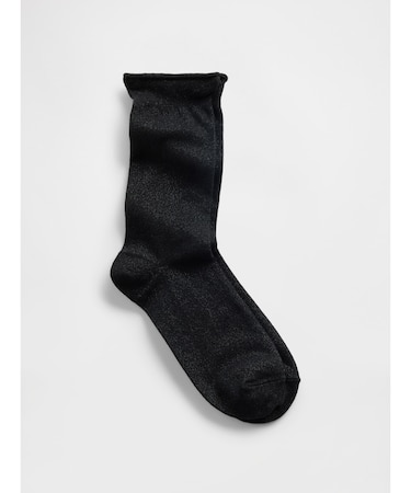 ラメ ラッフルフリル クルーソックス