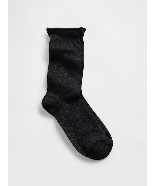 ラメ ラッフルフリル クルーソックス