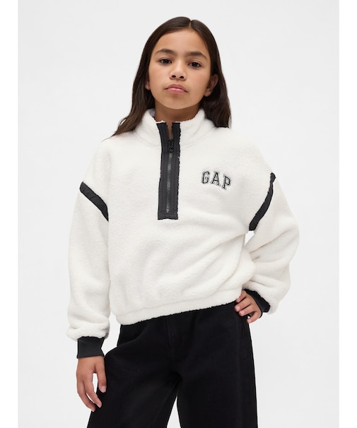 リサイクル リラックスフィット ボア ハーフジップ スウェットシャツ (キッズ)