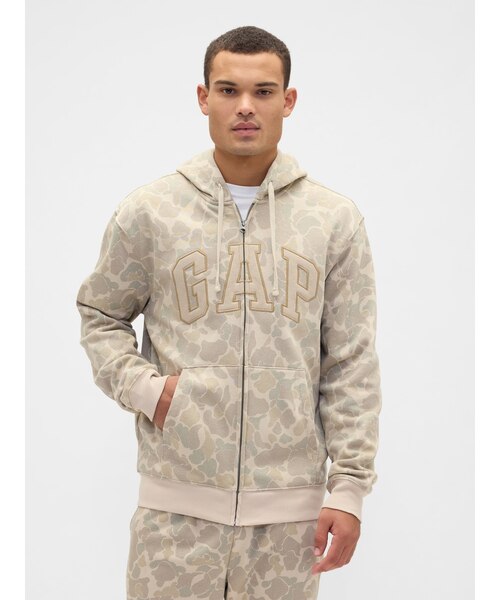 リラックスフィット Gapロゴ カモフラージュ ジップアップパーカー