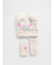 ハートポンポン ビーニー＆ミトンセット (幼児・ベビー)