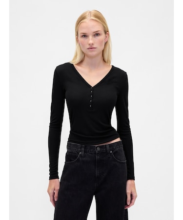 シアー リブTシャツ