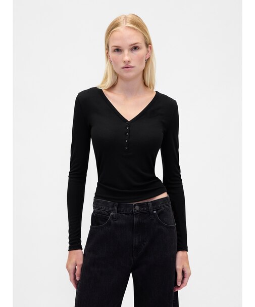 シアー リブTシャツ