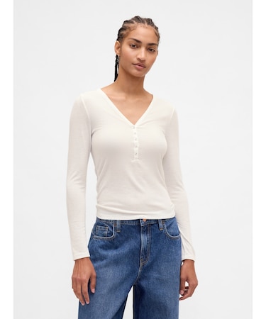 シアー リブTシャツ